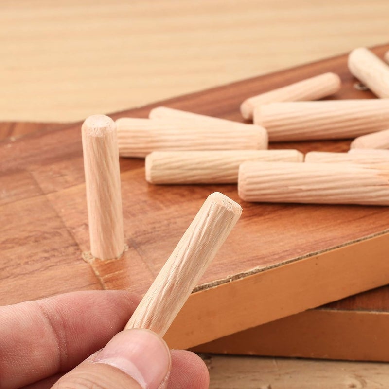 HexinYigjly 90 Pcs Wooden Dowel Pins, Straight Groove Wooden Dowel Pins with Beveled Ends Tapered, Easy Insertion, for Furniture Door Art Crafts Projects, M6 M8 M10 - Image 5